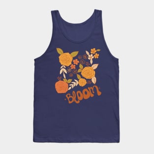 Retro Fall Florals, Retro Autumn Blooms, Trending Retro Flowers Design Tank Top